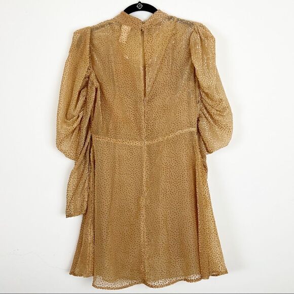 H&M Puff Sleeved Mini Dress in Dark Beige, Size 4 - Picture 7 of 16